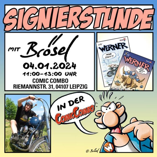 Teaser-Bild mit WERNER, Brösel und zwei neuen Büchern